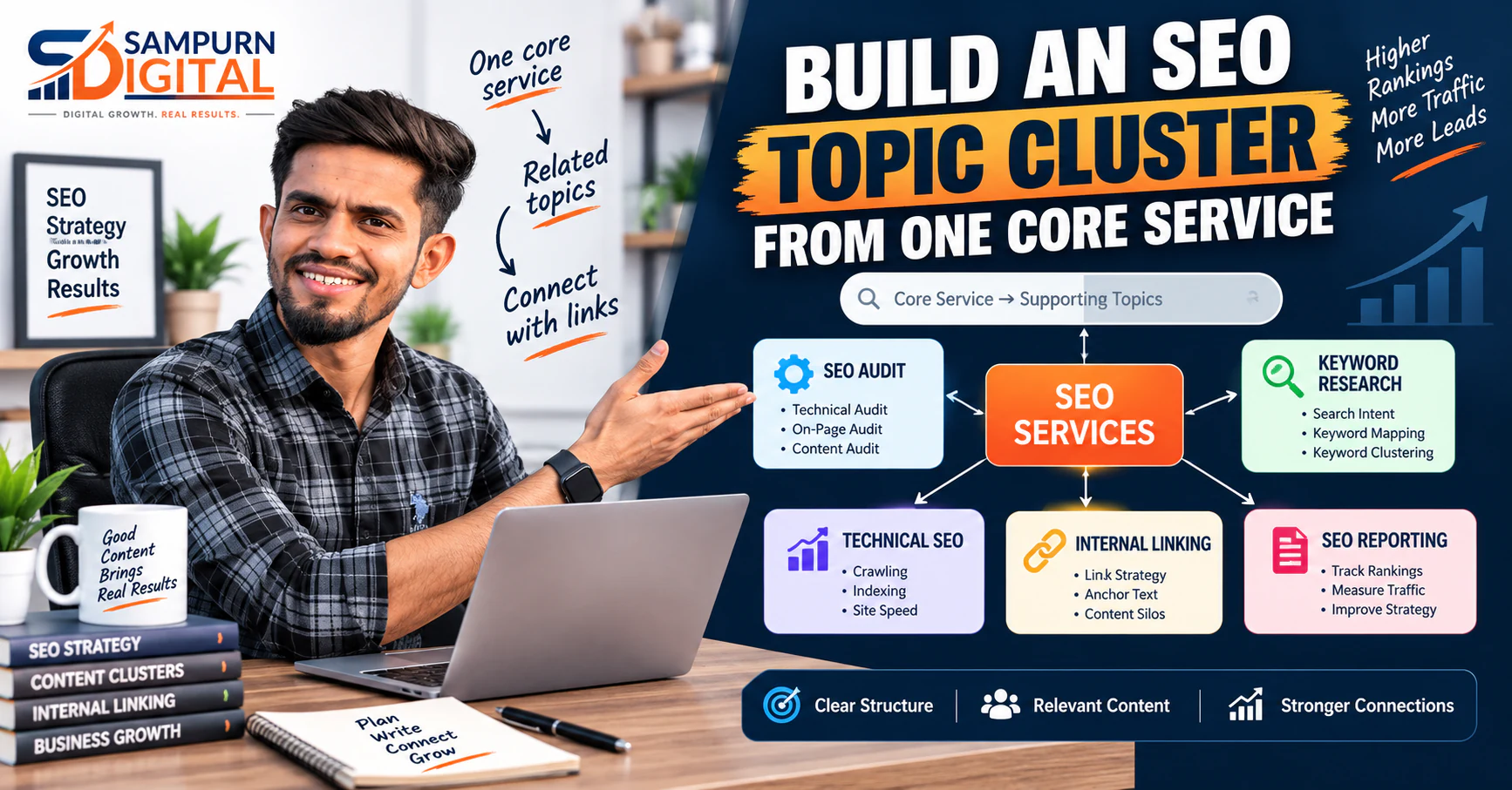 How to Build an SEO Topic Cluster From One Core Service — Sampurn Digital SEO Strategy